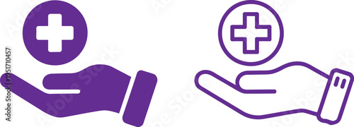 Healthcare Support Icon Vector, medical and health symbol, heart and cross in hands, hospital, first aid, healthcare vector illustration