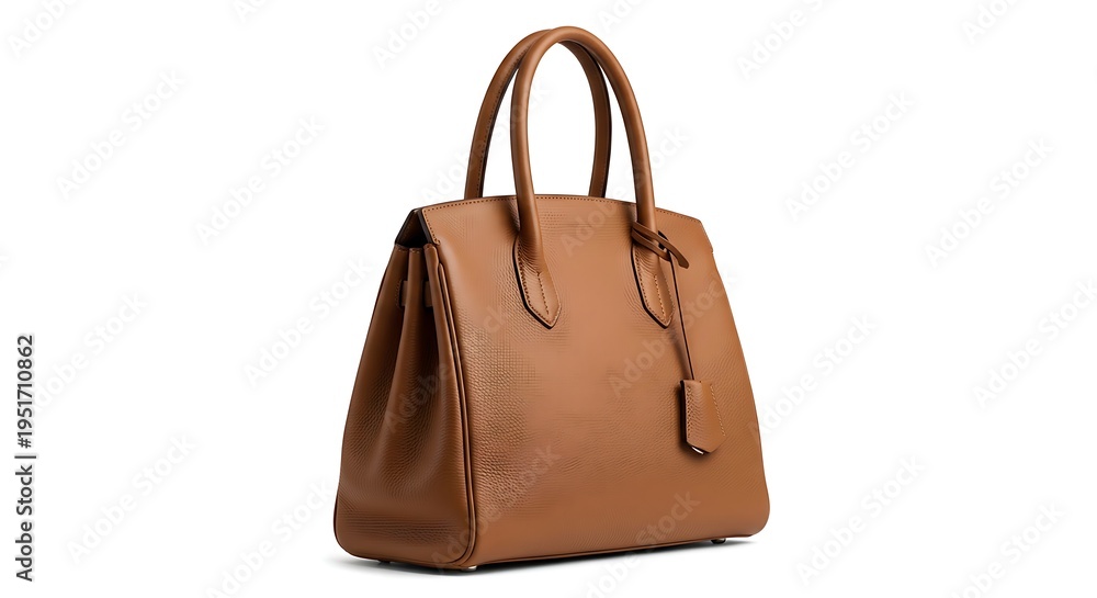 Naklejka premium A brown leather handbag with two handles