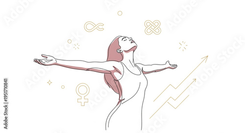 Woman with arms outstretched looking up with a sense of freedom and joy.