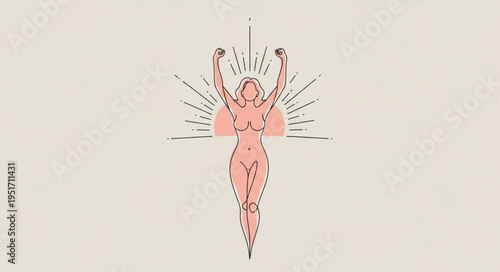 Celestial Woman Figure with Radiant Rays.