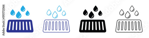 water drain icon set. manhole icon. rainwater drainage icon. Sewer drain icon. icon design for app, poster and website. vector illustration on transparent background.