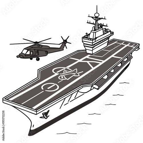 Aircraft Carrier with Helicopter naval ship military vessel