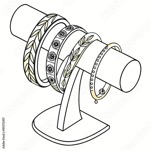 Bracelet display stand with multiple bracelets jewelry