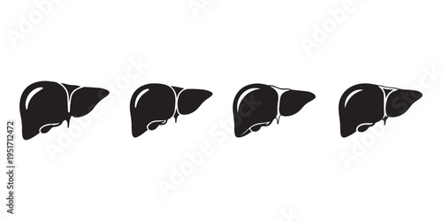 liver silhouette line art vector illustration with a white background, human liver vector icon black silhouette white background,liver silhouette