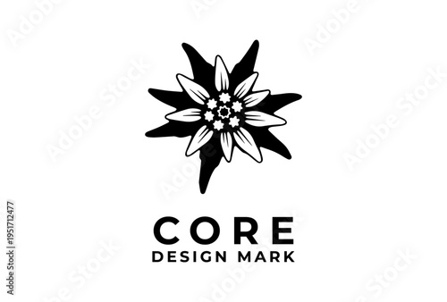 Abstract Edelweiss Flower Logo Sharp Petal Alpine Floral Vector