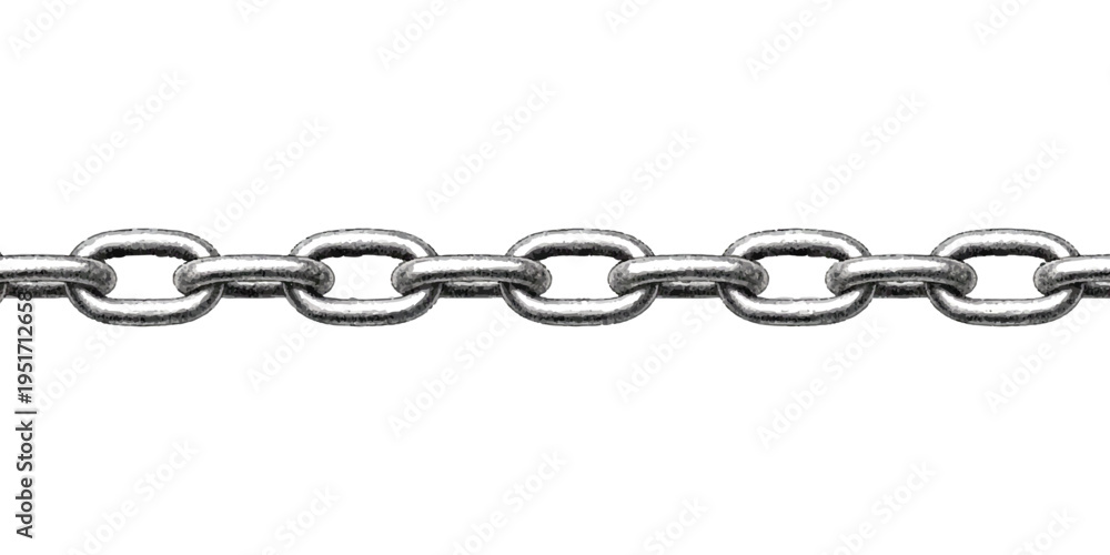Fototapeta premium A close up view of a silver chain with interlocking oval links on a white background