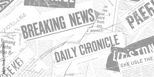 Vintage newspaper collage with breaking news and daily chronicle headlines
