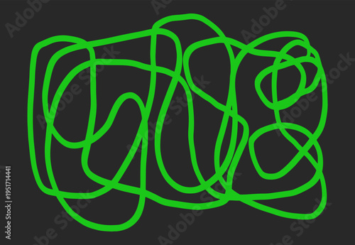 Hand drawn quirky scribble linear illustration. Vector abstract chaotic composition of irregular lines 