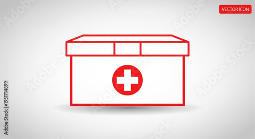 Medical first aid kit box with red cross symbol.