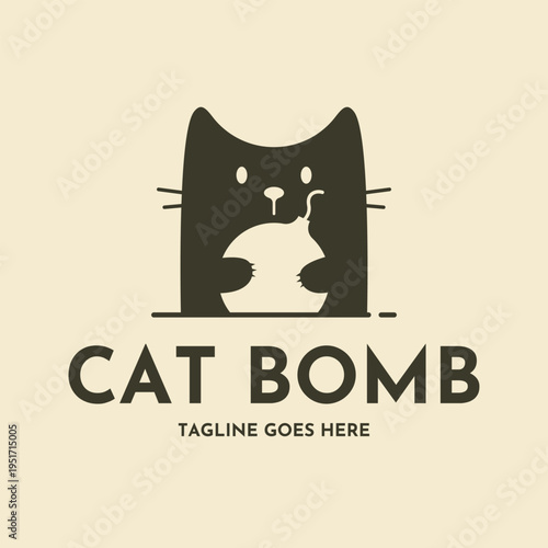 Modern minimalst cat logo template