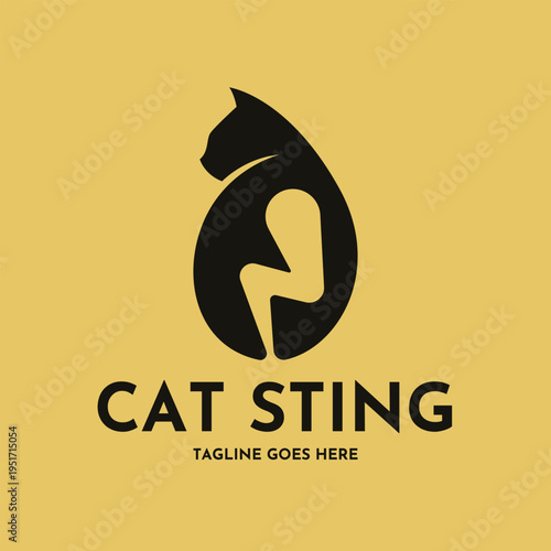 Modern minimalst cat logo template