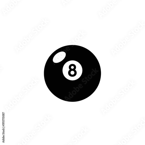 Silhouette of an Eight Ball Billiard Sphere for Pool Hall Games, Symbolizing Strategic Competition and Classic Leisure.