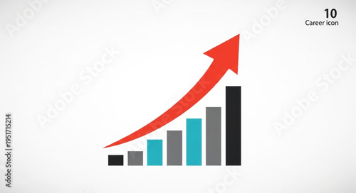 Business growth chart with upward trending arrow.