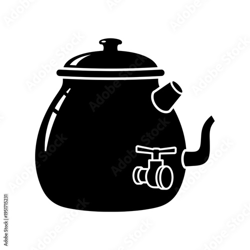 Silhouette of a Large Brewing Boil Kettle Pot for Craft Beer, Representing Industrial Fermentation and Brewery Production.