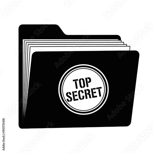 Silhouette of a Top Secret Case File Folder for Detective Dossiers, Symbolizing Confidential Information and Legal Investigations.
