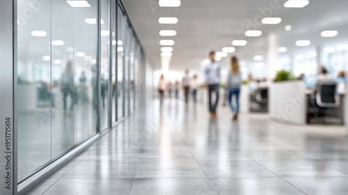 Wallpaper Mural Blurred Office Interior with People Walking in a Modern Workspace with Glass Walls and Bright Lighting Torontodigital.ca