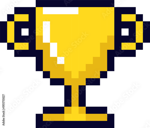 Golden pixel art trophy representing victory and achievement