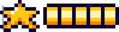 Pixel art star and full gaming health bar