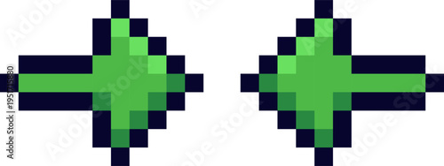 Two green pixel art arrows pointing outwards