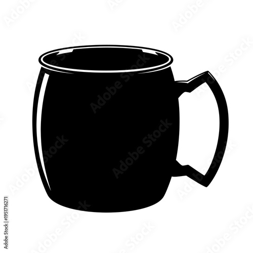 Silhouette of a Copper Metal Mug for Classic Mule Cocktails, Symbolizing Refreshing Beverages and Stylish Bar Drinkware.