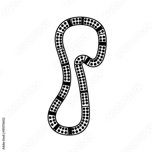 Silhouette of a Cribbage Board Track for Classic Card Games and Tabletop Entertainment