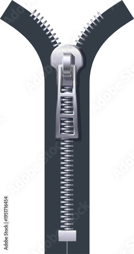 Zipper unzipping revealing open space and fabric