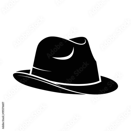 Detective Fedora Hat Silhouette for Classic Investigator, Mystery, and Crime Concepts
