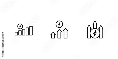 Energy increase vector icon set illustrations. Energy increase icon designs. Vector illustration, eps10.