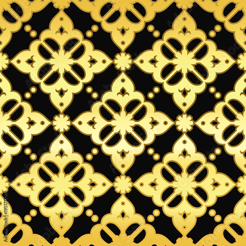 Golden ornate seamless pattern background drawing