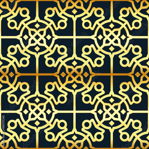 Golden Arabic seamless pattern providing abstract luxury background