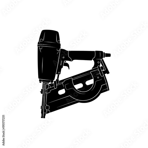 Pneumatic Framing Nail Gun Silhouette for Construction, Framing, and Carpentry Tools