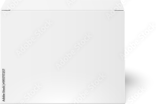 White cardboard box vector mockup template with shadow