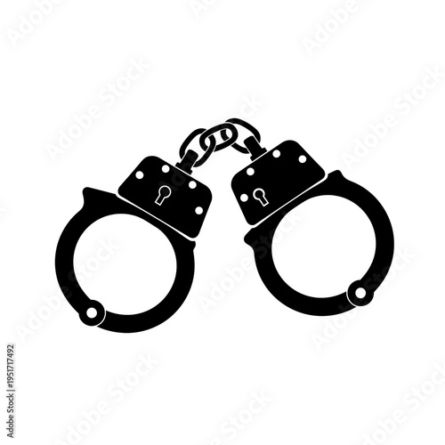 Double Locking Handcuffs Silhouette for Police Restraints and Criminal Justice Security
