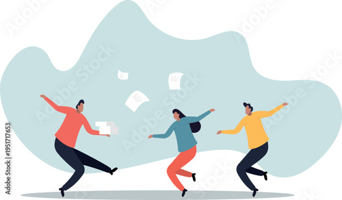 Work delegation, manager distribute work assignment to team member colleagues, assign tasks, job or project to staff responsibility .human life and situation.