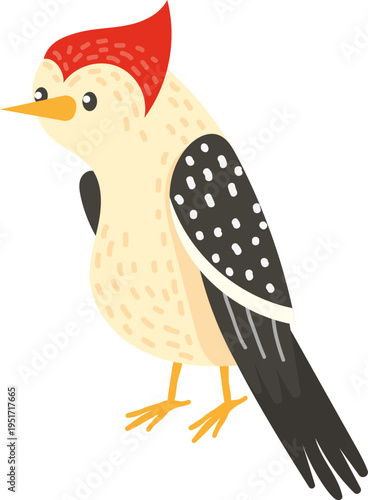 Woodpecker cartoon character standing on a white background