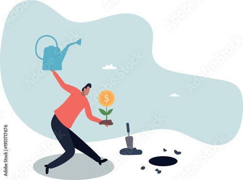 Investing in growth stock, growing pension fund, saving or make profit from retirement fund, growing wealth or investment asset.human life and situation.