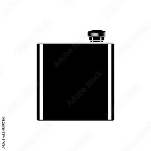 Curved Metal Hip Flask Silhouette for Pocket Liquor Storage and Beverage Concepts