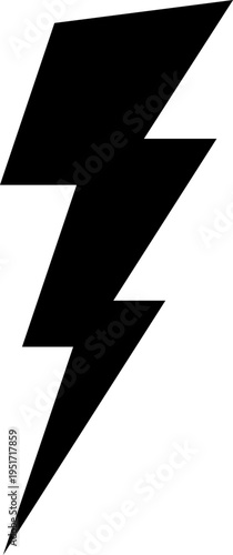 Black lightning bolt energy symbol thunder icon