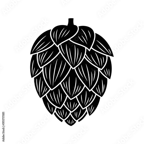Brewing Hops Cone Flower Silhouette for Craft Beer Industry and IPA Brewery Logos
