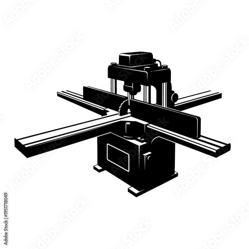 Black Silhouette of a Jointer Machine for Edge Flattening and Industrial Woodworking Milling