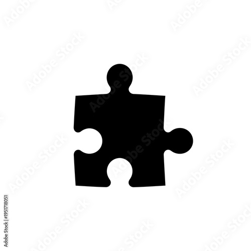 Black Silhouette of a Jigsaw Puzzle Piece for Interlocking Solutions and Strategic Problem Solving