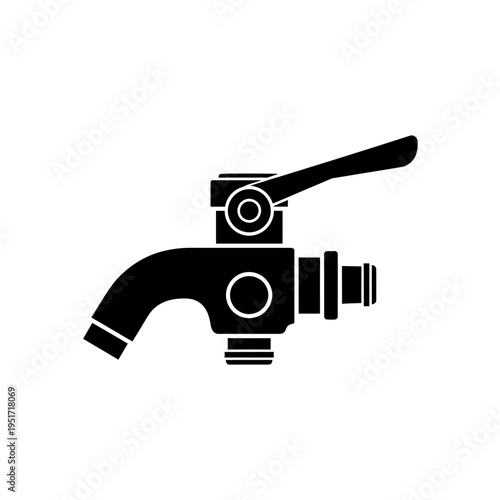 Black Silhouette of a Keg Coupler Connector for Draft Beer Dispensing and Bar Hardware Systems