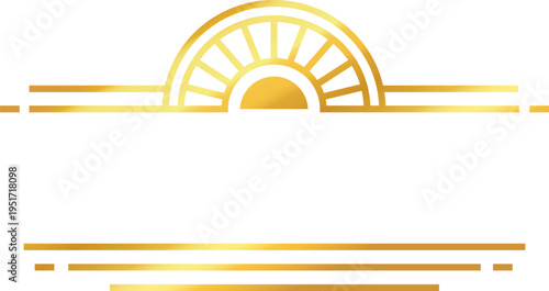 Golden Art Deco style luxury decorative frame element