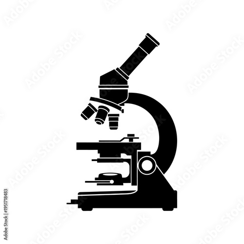 Black Silhouette of a Binocular Microscope for Laboratory Diagnostics and Scientific Discovery