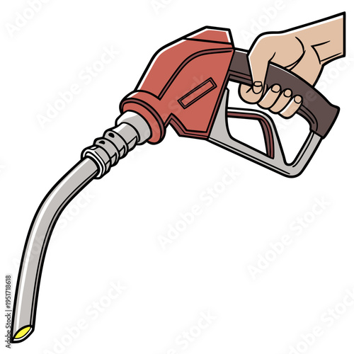 Red Gas Pump Nozzle in Hand fuel