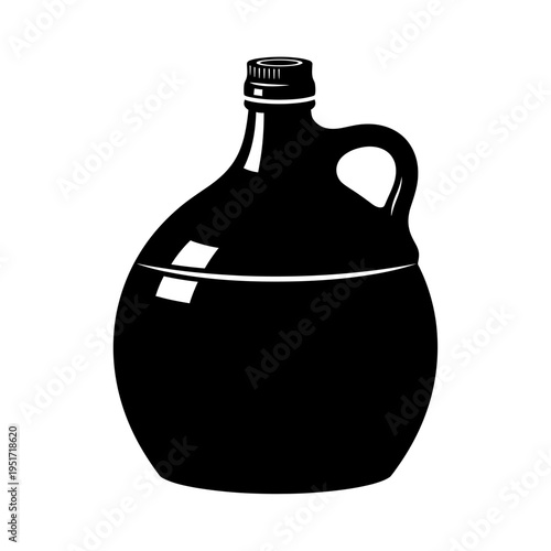 Black Silhouette of a Stoneware Moonshine Jug for Rustic Distilling and Traditional Liquor Culture