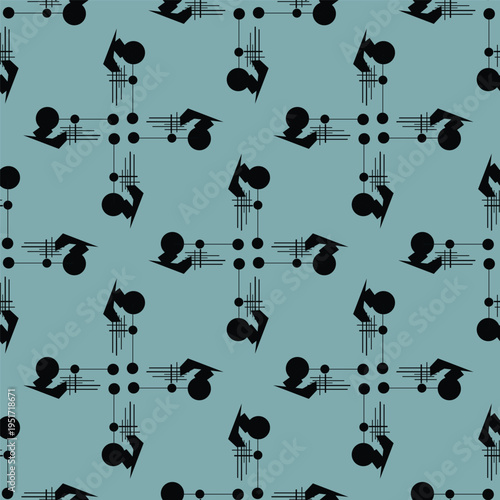 Abstract line shape geometric motif basic pattern continuous background. Oriental style tile modern lux fabric design textile swatch. 