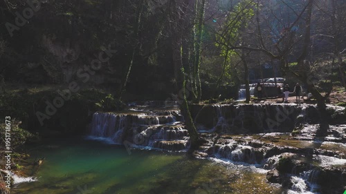 Bulgaria March 15, 2026. 4k with Krushuna waterfall during March on a sunny day