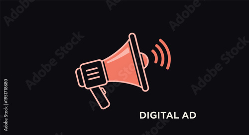 Digital Marketing Megaphone Concept Illustration with Sound Waves Advertising Promotion Symbol