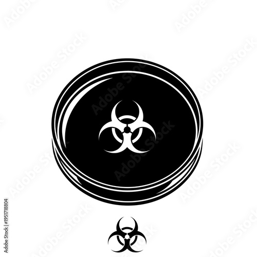 Black Silhouette of a Glass Petri Dish for Biological Cultures and Laboratory Biohazard Testing
